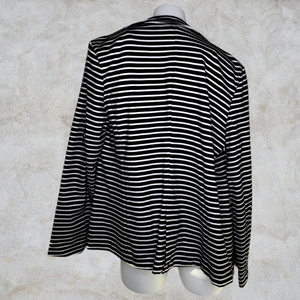 Philosophy Republic Clothing Black and White Striped Women's Blazer / Jacket - Picture 3 of 11
